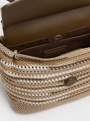 Girls' Ida Multi-Stripe Knitted Backpack, Multi Brown, hi-res