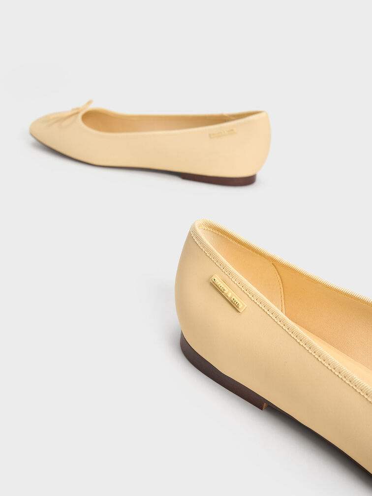 Rhea Bow Ballerinas, Yellow, hi-res