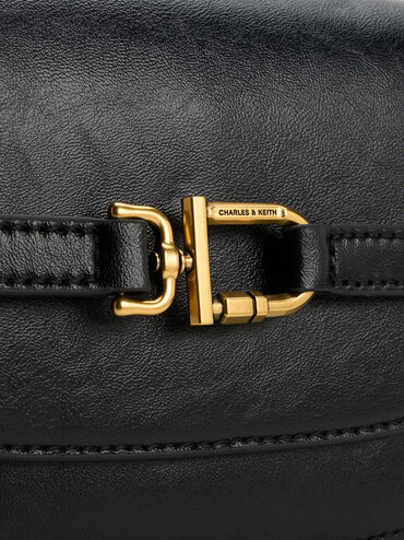 Gwynne Metallic-Accent Saddle Bag, Black, hi-res