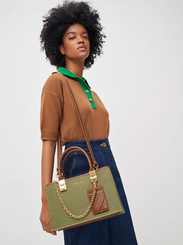 Large Double Handle Canvas Handbag, Avocado, hi-res