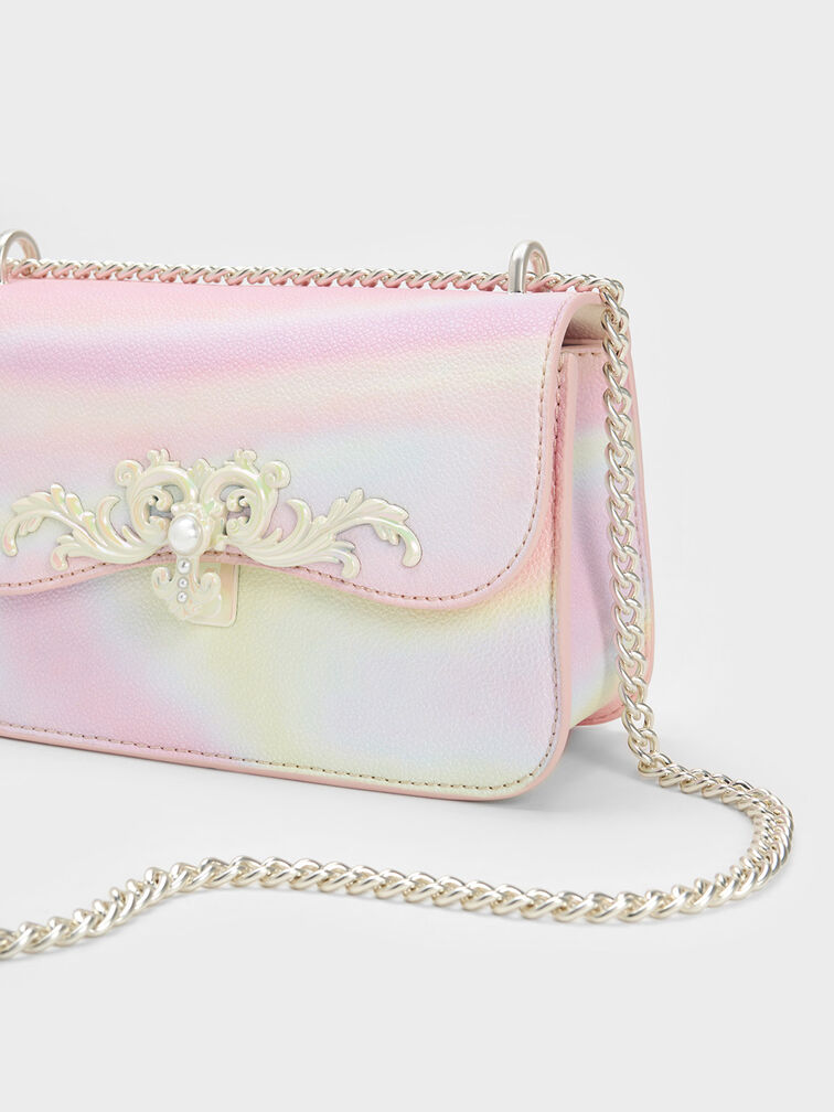 Merial Metallic Accent Swirl-Print Crossbody Bag, Pearl, hi-res