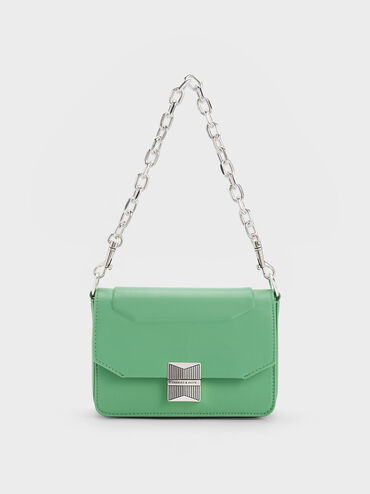 Kalinda Metallic Accent Boxy Bag, Green, hi-res