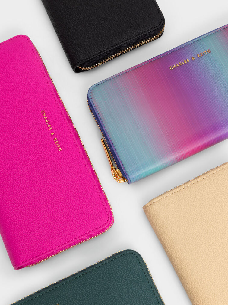 Zip-Around Long Wallet, Green, hi-res