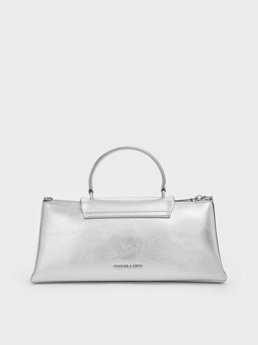 Lilibet Elongated Top Handle Bag, Silver, hi-res