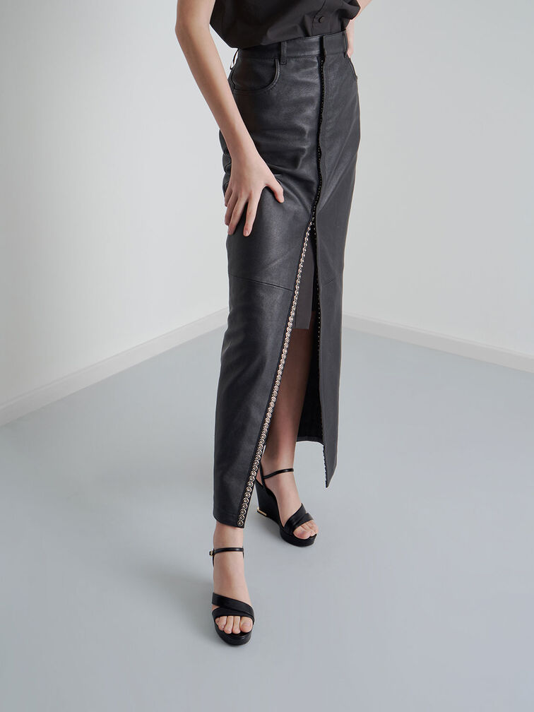 Asymmetric Strap Platform Wedges, Black, hi-res