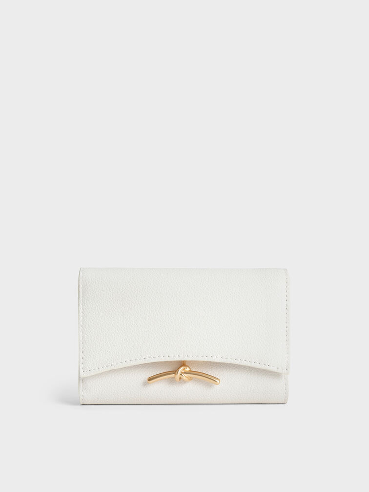Huxley Metallic Accent Front Flap Wallet, White, hi-res