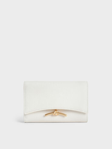 Huxley Metallic Accent Front Flap Wallet, White, hi-res