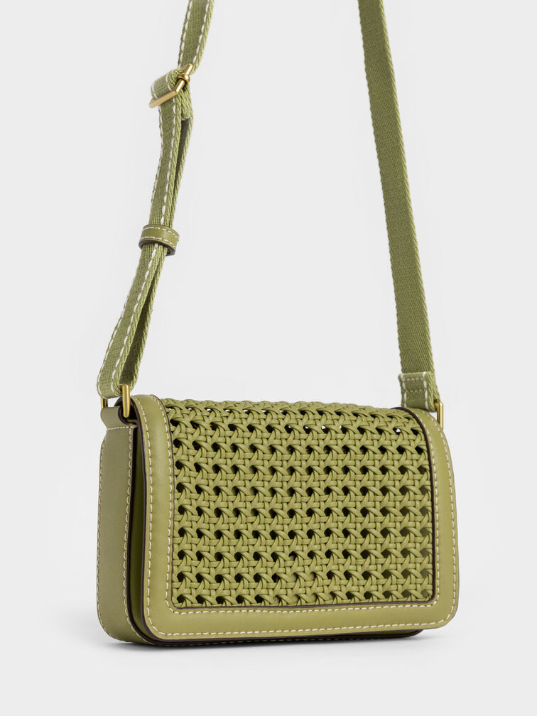Cecily Woven Shoulder Bag, Avocado, hi-res