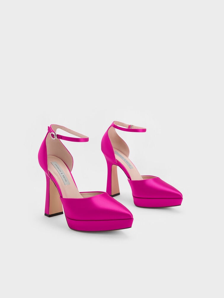 Ankle Strap D'Orsay Pumps, Fuchsia, hi-res