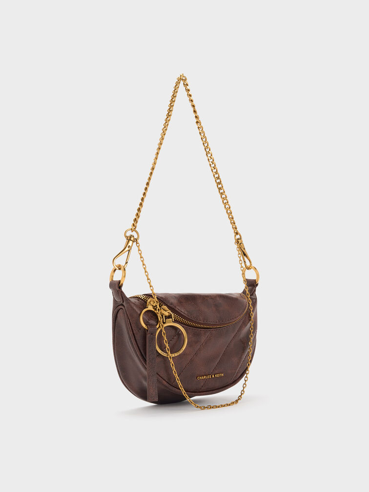 Philomena Half-Moon Crossbody Bag, Distressed Coffee, hi-res