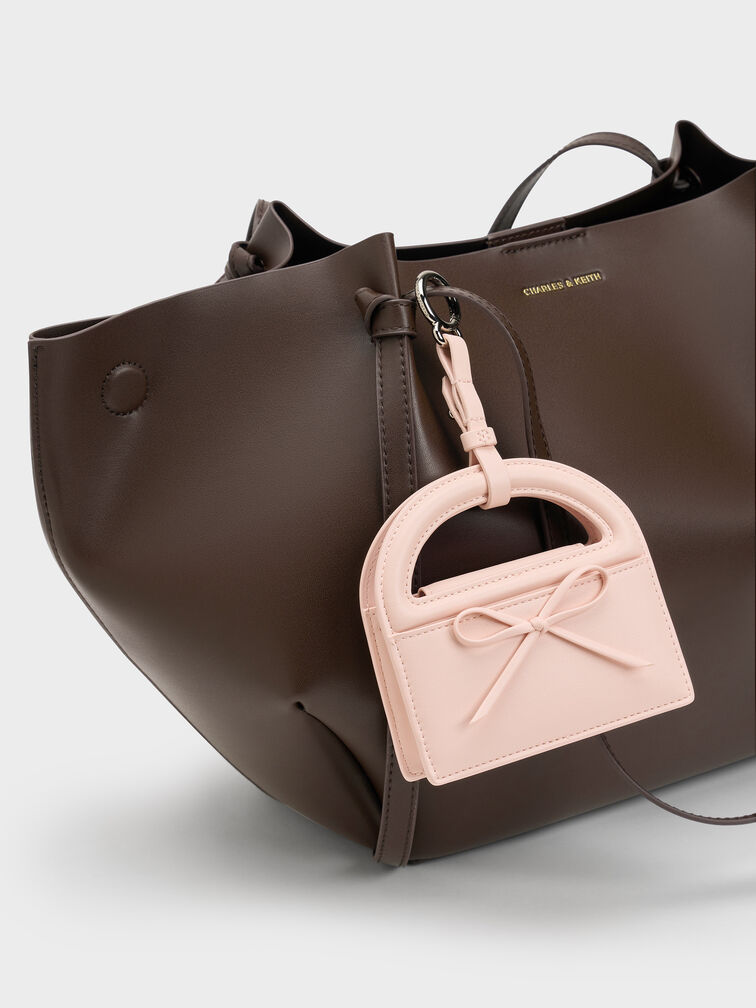 Reese Bow Top Handle Wristlet, Soft Pink, hi-res