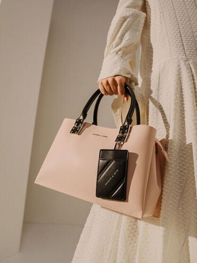 Cameron Double Top Handle Bag, Pink, hi-res