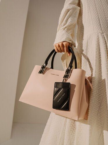 Cameron Double Top Handle Bag, Pink, hi-res