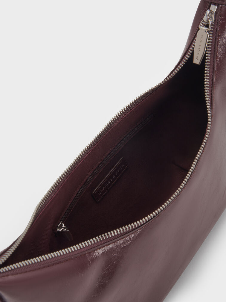 Bryna Curved Hobo Bag, Wineberry Red, hi-res