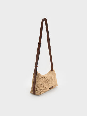 Ida Knitted Shoulder Bag, Beige, hi-res