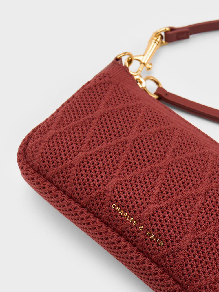 Geona Knitted Phone Pouch, Brick, hi-res