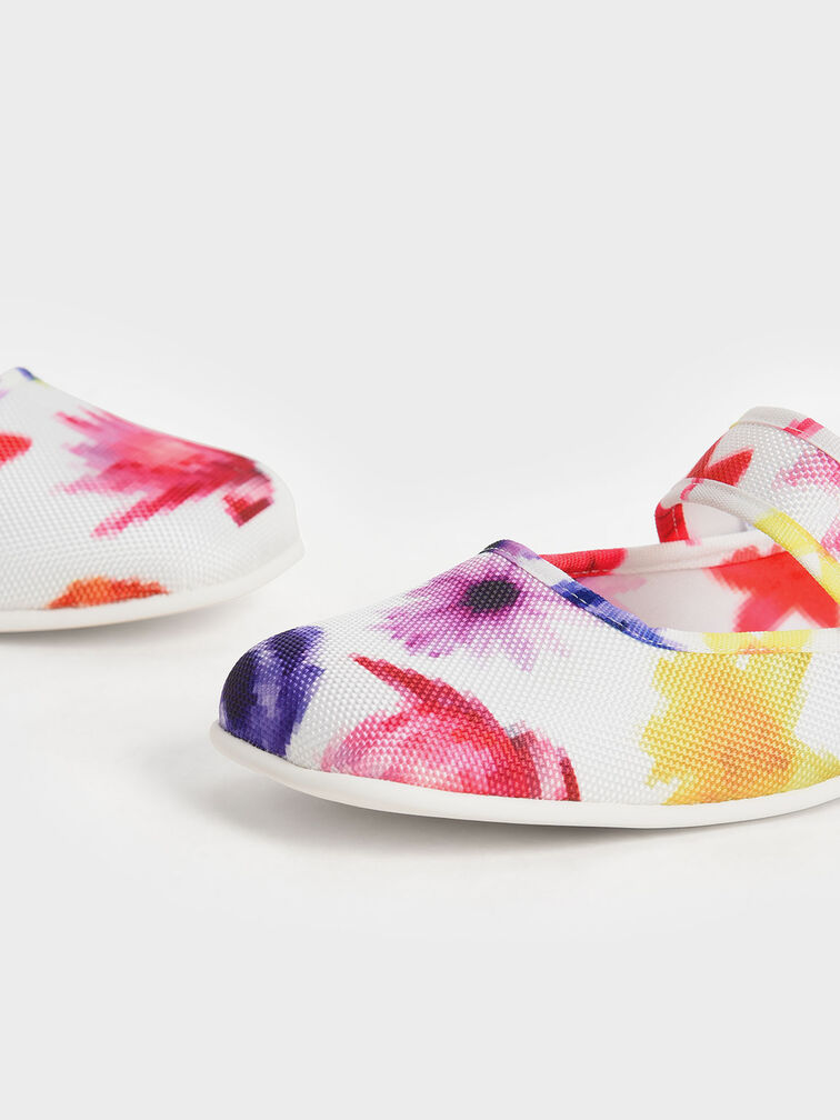 Multicoloured Nori Recycled Polyester Printed Mary Jane Flats CHARLES