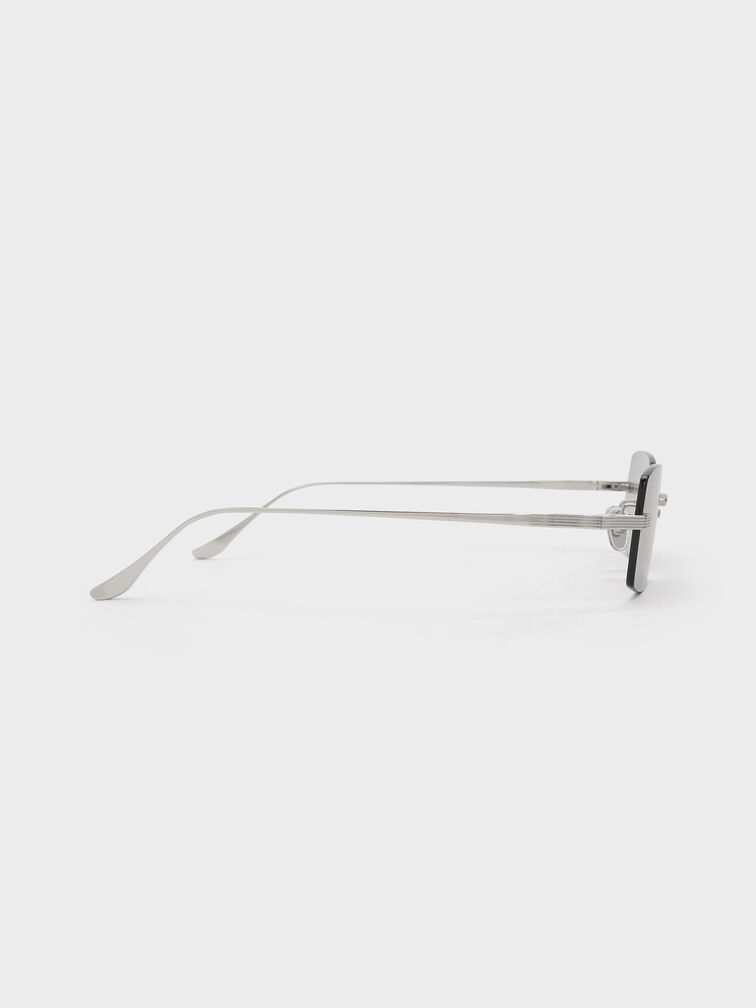 Easton Rimless Rectangular Sunglasses, Silver, hi-res