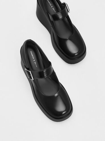 Cara Mary Jane Wedges, Black Box, hi-res