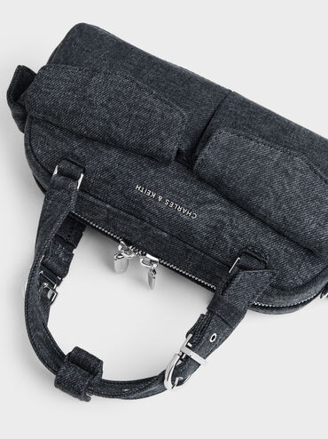 Rachel Denim Multi-Pocket Bowling Bag, Denim Blue, hi-res