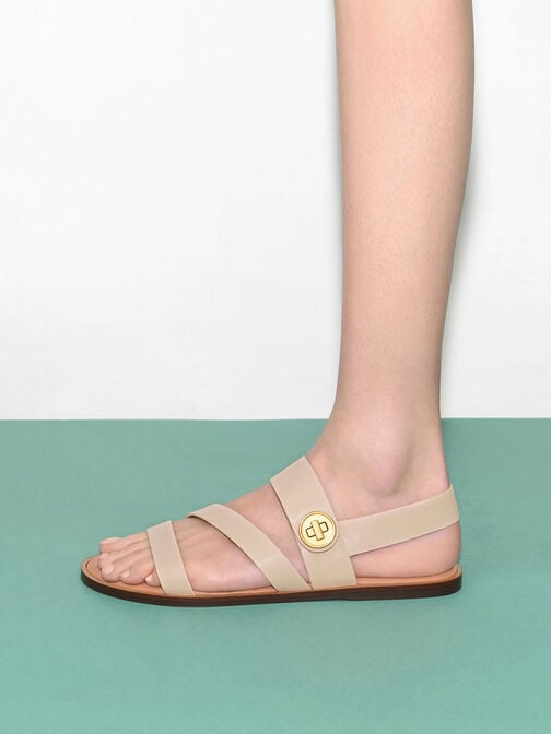 Yara Asymmetric Strappy Sandals, Chalk, hi-res