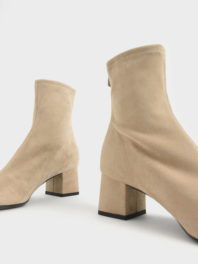 Textured Block Heel Ankle Boots, Taupe, hi-res