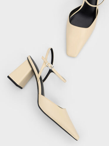 Tapered Block Heel Pumps, Butter, hi-res