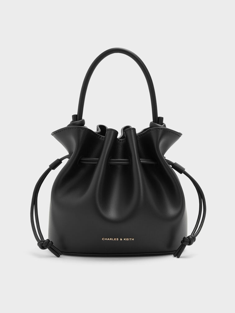 Sammie Drawstring Bucket Bag, Black, hi-res