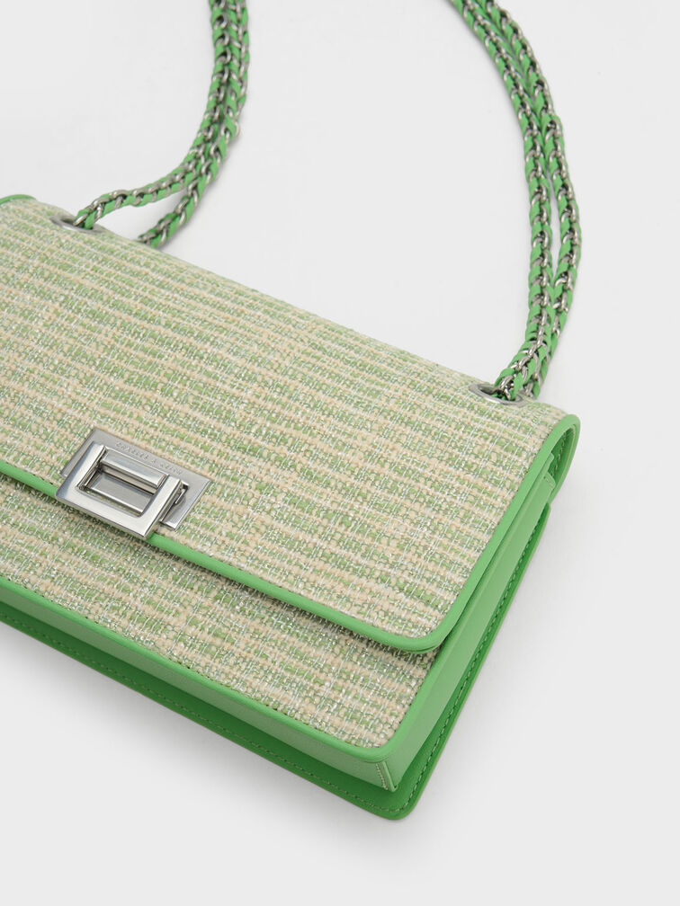 Everline Tweed Braided-Strap Shoulder Bag, Green, hi-res