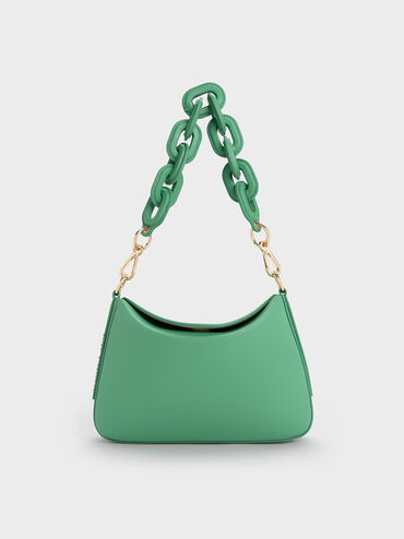 Catena Chain-Handle Bag, Green, hi-res