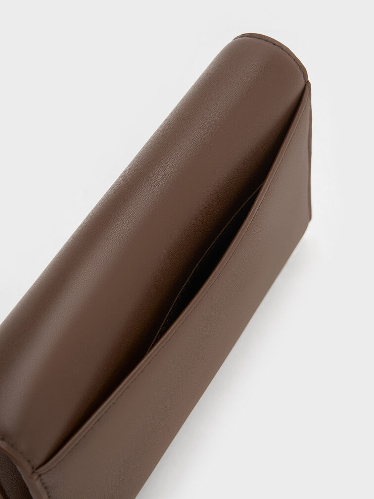 Octavia Front Flap Long Wallet, Dark Brown, hi-res