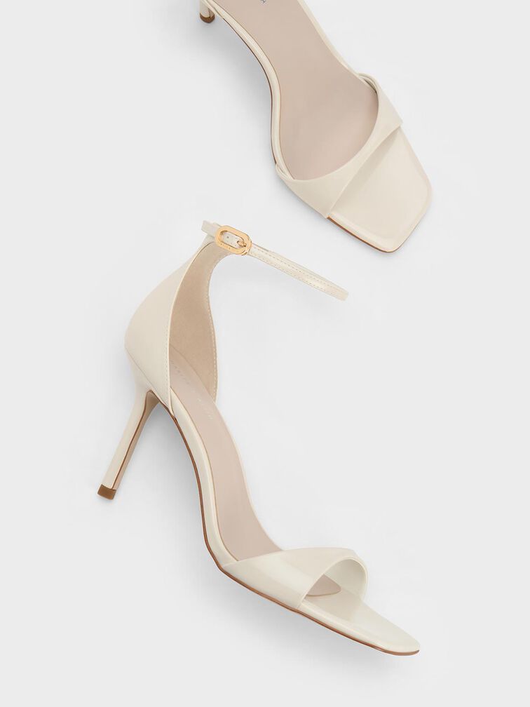 Patent Ankle Strap Heeled Sandals, Chalk, hi-res