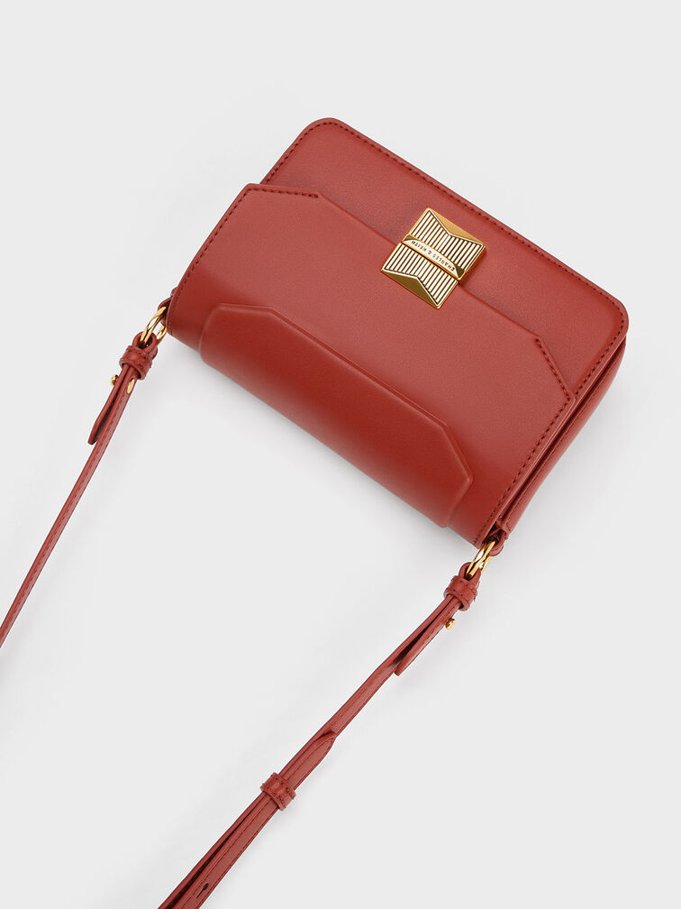 Kalinda Metallic Accent Boxy Bag, Brick, hi-res