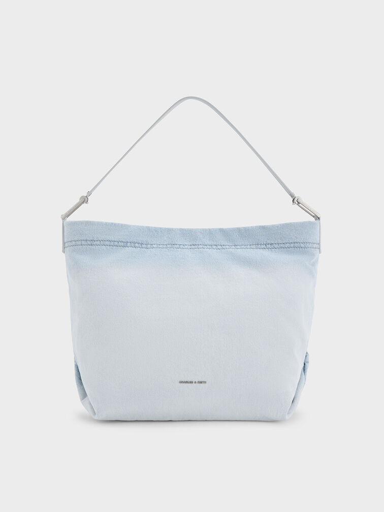 Sianna Denim Slouchy Hobo Bag, Light Washed Denim, hi-res