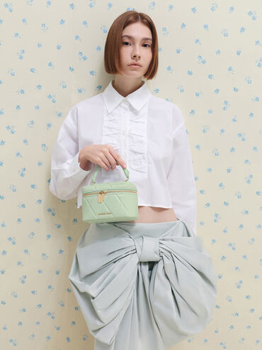 Arwen Quilted Top Handle Vanity Bag, Mint Green, hi-res