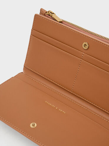 Danika Quilted Long Wallet, Chocolate, hi-res
