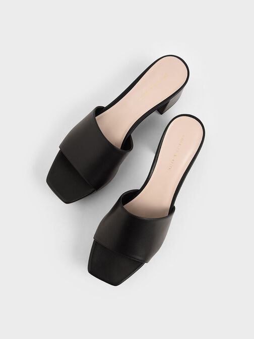 Platform Mules, Black, hi-res