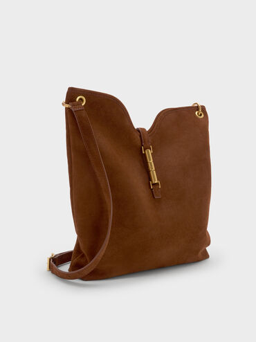 Cesia Metallic-Accent Tote Bag, Pecan Brown, hi-res