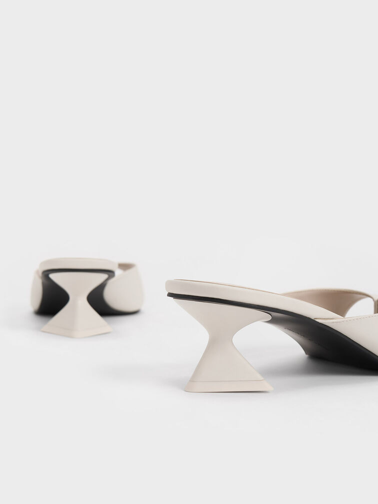 Sculptural Heel Thong Sandals, Chalk, hi-res