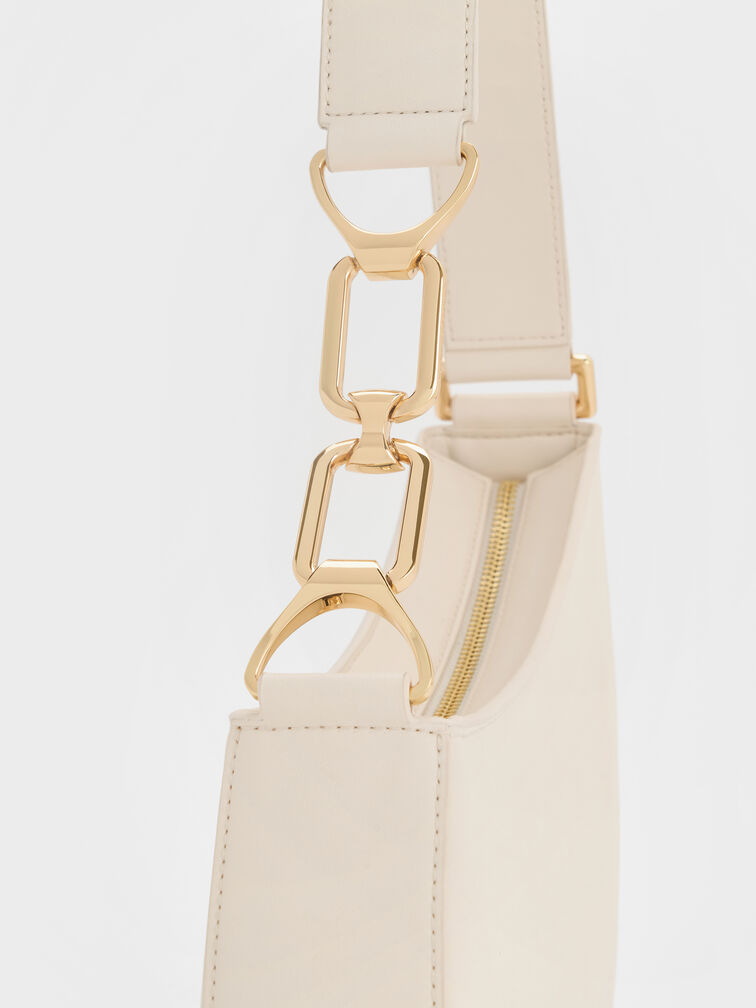 Agatha Chain-Accent Shoulder Bag, Cream, hi-res