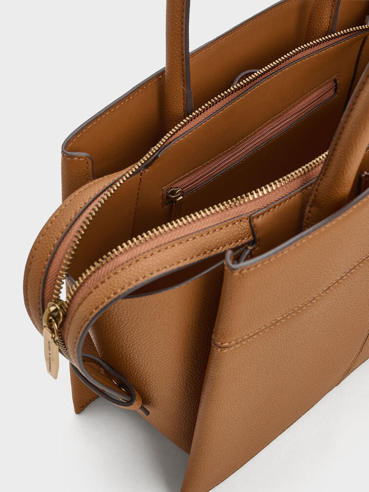Anwen Trapeze Top Handle Bag, Chocolate, hi-res