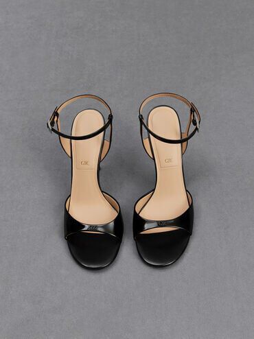 Leather Ankle Strap Pumps Black Box