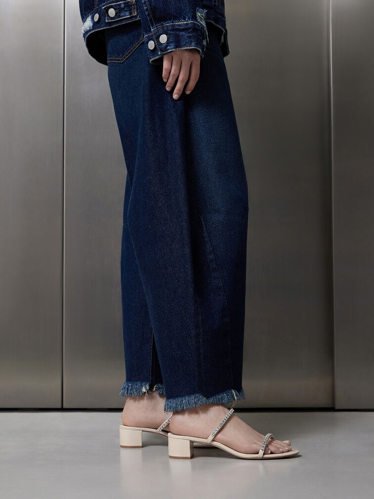 Ambrosia Gem-Embellished Mules, Cream, hi-res