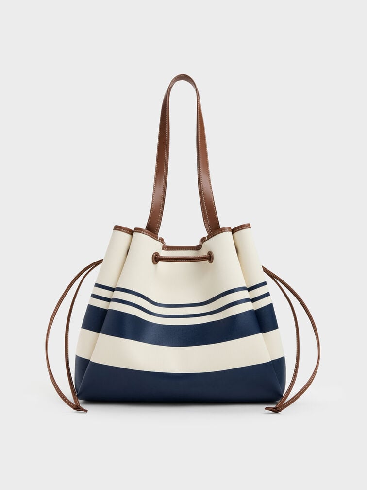 Hanya Canvas Striped Drawstring Tote Bag, Multi, hi-res