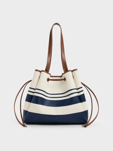 Hanya Canvas Striped Drawstring Tote Bag, Multi, hi-res