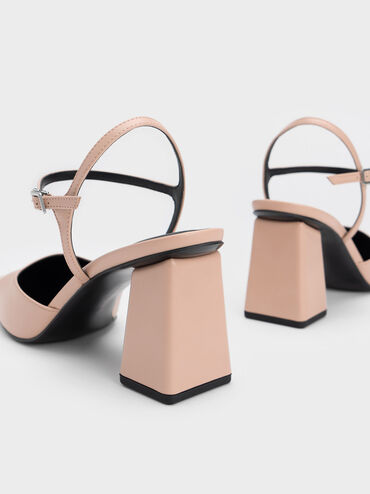 Tapered Block Heel Pumps, Nude, hi-res