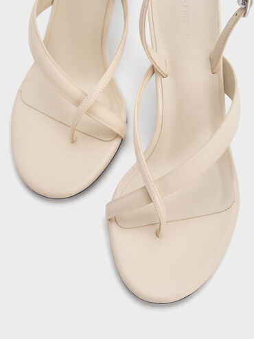 Stiletto Slingback Thong Sandals, Chalk, hi-res