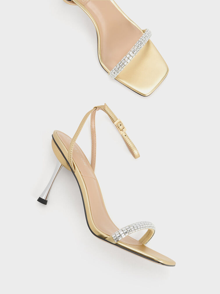 Demi Leather Embellished Ankle-Strap Sandals, Gold, hi-res