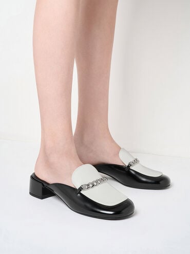 Two-Tone Chain-Link Mules, Multi, hi-res