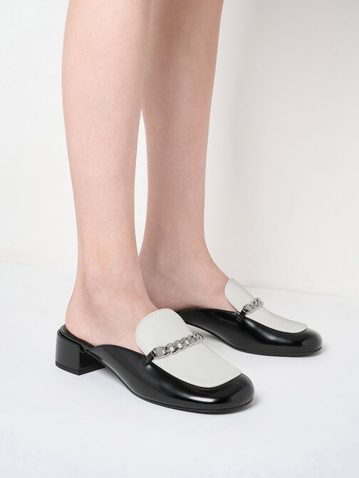Two-Tone Chain-Link Mules, Multi, hi-res